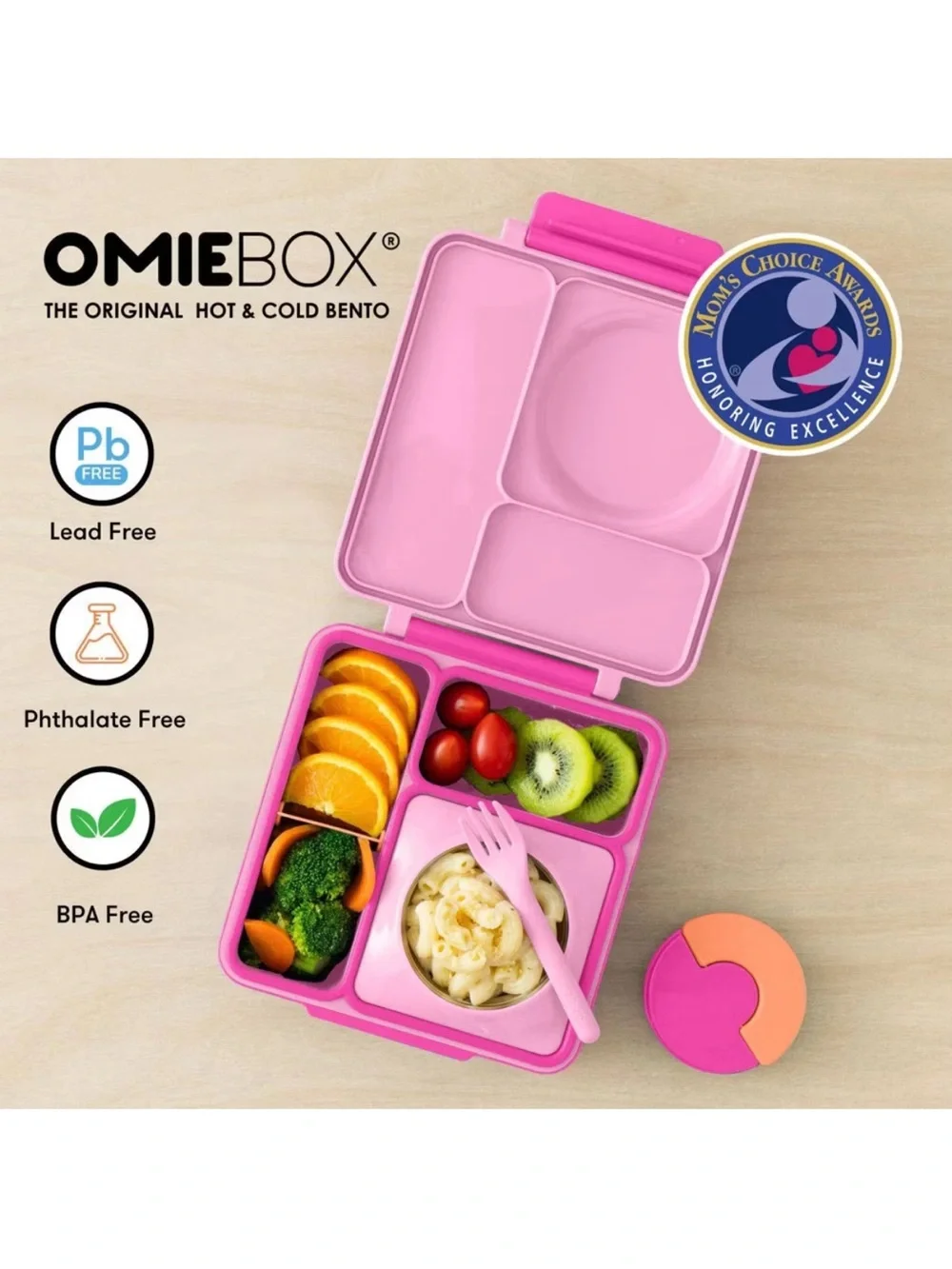 OMIE Box Insulated Bento Lunch Box with Leakproof Thermos Food Jar 3 Compartment